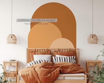 Naklejka ścienna „Wschód słońca” – nowoczesny łuk | Naklejka ścienna „Łuk” do odklejenia i przyklejenia | Zdejmowany samoprzylepny mural w stylu boho | Naklejka na zagłówek