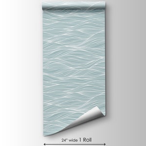 Abstract Ocean Waves Peel and Stick Wallpaper | Removable Blue Mural ...