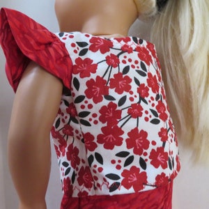 Red Floral 18 inch doll 2 Piece Pants Outfit-621. image 10