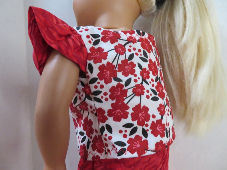 Red Floral 18 inch doll 2 Piece Pants Outfit-621. image 10