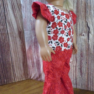 Red Floral 18 inch doll 2 Piece Pants Outfit-621. image 9