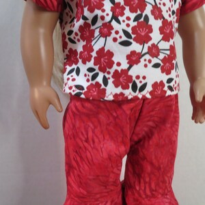 Red Floral 18 inch doll 2 Piece Pants Outfit-621. image 8