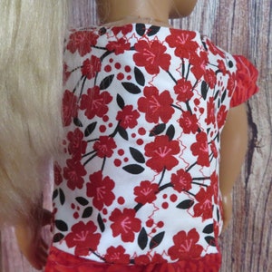 Red Floral 18 inch doll 2 Piece Pants Outfit-621. image 5