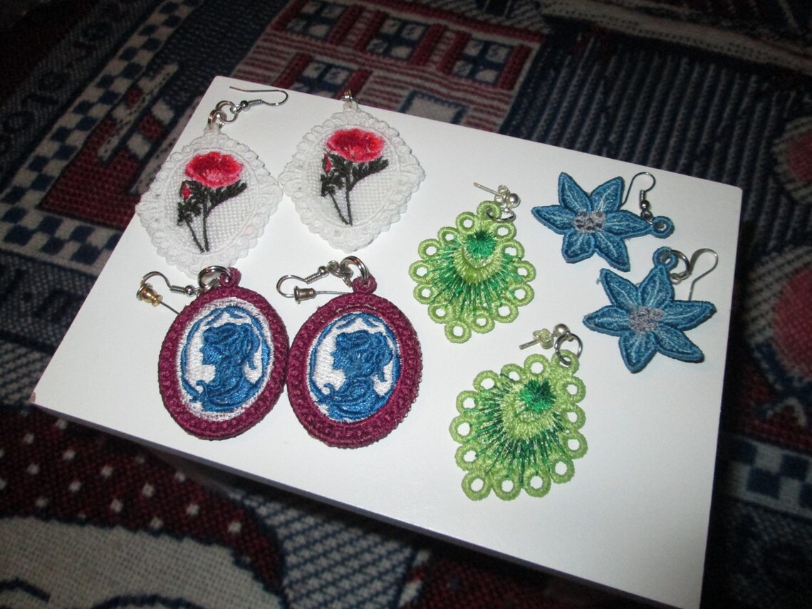 Embroidery Machine Earrings 4 sets included Etsy