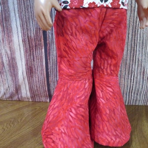 Red Floral 18 inch doll 2 Piece Pants Outfit-621. image 3