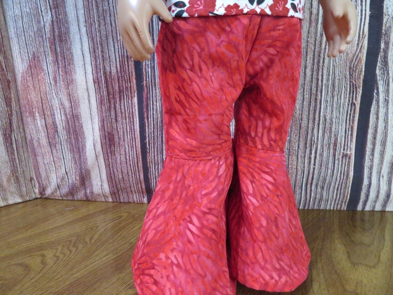 Red Floral 18 inch doll 2 Piece Pants Outfit-621. image 3