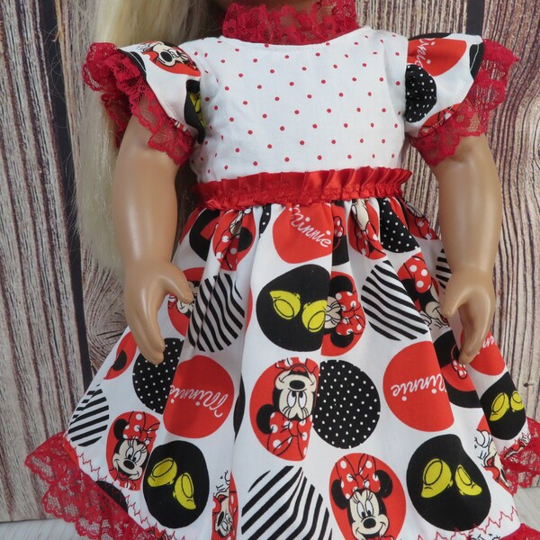 18 inch doll Red Ruffle Minnie Mouse Dress-543