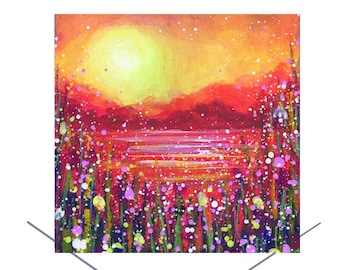 Autumn Sunrise Greeting Card-Bright Colourful-Birthday Card-Any Occasion Card-Blank Note Card-Orange Sunset Card-Nature Art-