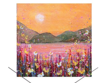 Ullswater, Lake District-wenskaart-Emily Ward-wenskaart-oranje kaart-originele kunstkaart-lege notitiekaart-Cumbria Lakes-The Lakes Art-