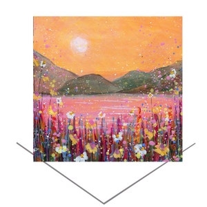 Carte de voeux Ullswater, Lake District-Emily Ward carte de voeux-Orange carte-Original Art Card-Blank Note Card-Cumbria Lakes-The Lakes Art-