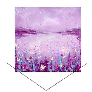 Lake Windermere, Lake District Cumbria carte de voeux-Emily Ward carte de voeux-Purple Lake Art carte-carte beaux-arts-carte carte-Royaume-Uni