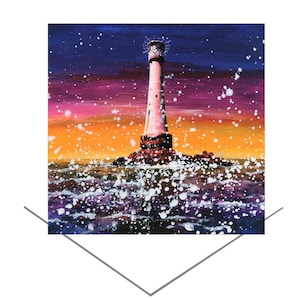 Carte de voeux Bishops Rock-carte d'anniversaire-art original carte-cadeau-carte d'anniversaire-carte d'art phare-carte d'art-toute occasion carte-art joyeux