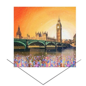 Big Ben, London Grußkarte-Geburtstagskarte-Original Kunst Geschenkkarte-Jahrestag Karte-Kunstkarte-jede Anlass Karte-Fröhliche Kunst-britische Ikonen-Kunst