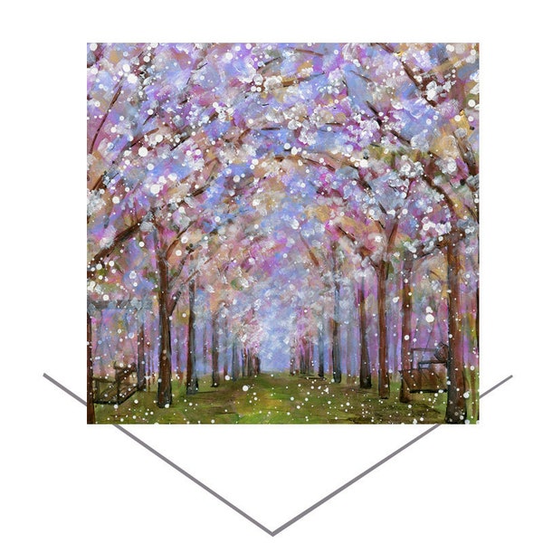 Taihaku Cherry Blossom at The Alnwick Garden Greetings Card-Northumberland -Handmade Card-Blank Note Card-Birthday Card-Original art  Card