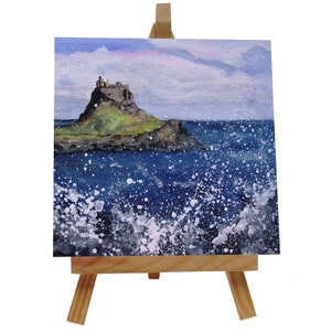 Holy Island Hand Pressed Ceramic Tile -Northumberland Castle -Handmade Home Decor Decoration -Art Gift -Lindisfarne, UK