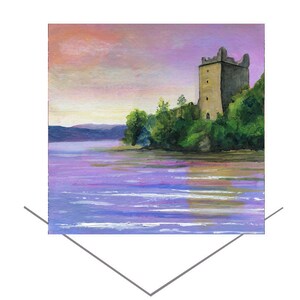 Urquhart Castle Grußkarten-Loch Ness Karte-Geburtstagskarte-Original Kunstkarte-Highlands of Scotland Kunst-Happy Memories-Scottish Wahrzeichen Art