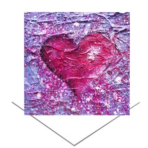 Lila Liebe Herz Grußkarte - Valentinstag Karte - Geburtstagskarte - Original Kunst Geschenk - Blanko Notiz Karte - Denken an Dich