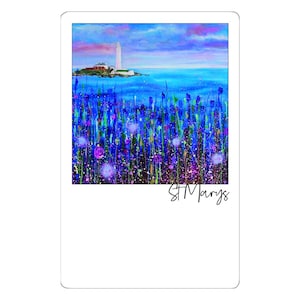 Faro di St Mary in Blue Magnet-Whitley Bay-Magnete colorato, luminoso e audace-Magnete per frigorifero super resistente-Piccolo regalo-North Tyneside Art