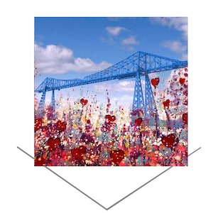 Tees Transporter Brücke Grüße Karte-Mudgesbrough England-Blank Note Card-Geburtstagskarte-Teesside Art