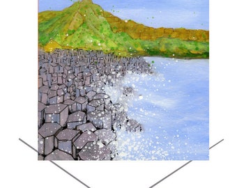 Giant's Causeway Greeting Card- Northern Ireland -Blank Note Card-Birthday Card-Original Art Gift- Ancient Site- Historic Art Card