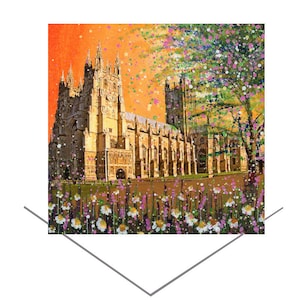 Canterbury Cathedral wenskaart-Zuidoost-Engeland-lege notitie kaart-verjaardagskaart-originele kunst cadeau-historische kunstkaart