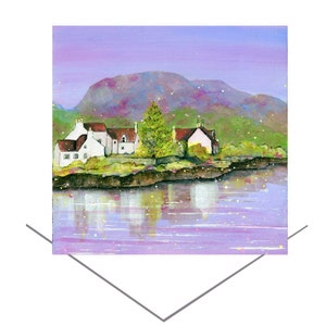 Plockton Greetings Card- Highland Village- Loch Curran Art Card- Fishing Cottages Card-Scotland card- Scottish Art Gift Card