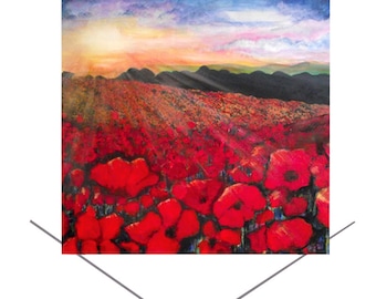 Poppy Greeting Card-Bright Greeting Card-Birthday Card- Poppy field Greeting Card-Original Art Greeting Card-Special Occasion Card