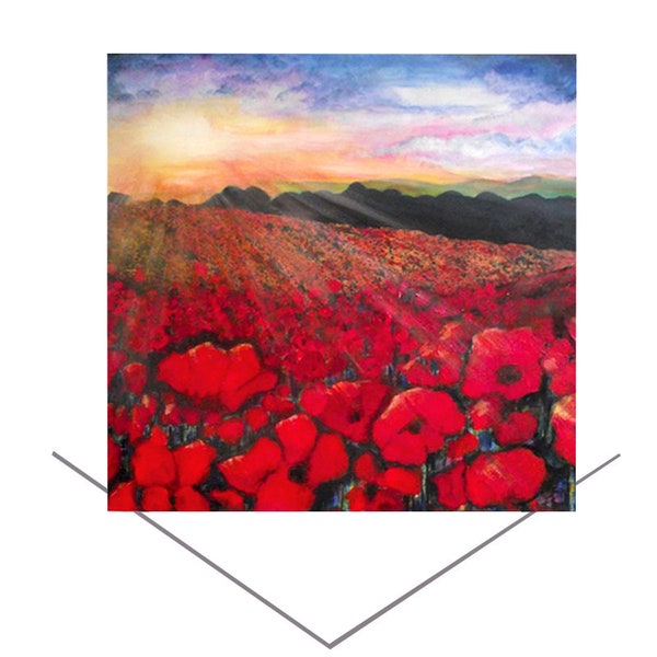 Poppy Greeting Card-Bright Greeting Card-Birthday Card- Poppy field Greeting Card-Original Art Greeting Card-Special Occasion Card