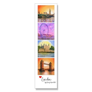 Bookmark-London-Big Ben-London Eye-Tower of London-Tower Bridge-Unique Art Bookmark-Book Lover-Book Club Gift-