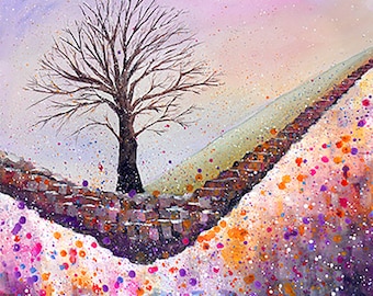 Sycamore Gap Snow Limited Edition Print, Northumberland Tree, Hadrian's Wall, Scenic Landscape, Signed & Titled Print with Mount 40x50cm A3