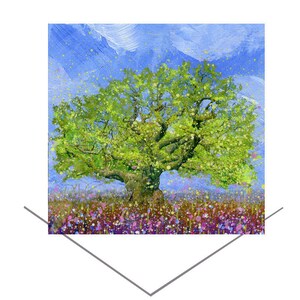 Carte de voeux The Major Oak-Nottinghamshire-Forêt de Sherwood-carte d'anniversaire-cadeau d'art original-carte arbre chêne-carte-Robin des Bois-Merry Men