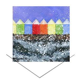 Carte de voeux Scarborough Beach Huts - Carte d'anniversaire colorée et lumineuse - Carte d'art - Carte de note vierge - Carte de Beach Huts - North Yorkshire-Beach Chalets
