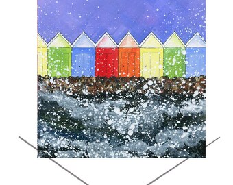 Scarborough Beach Huts Greetings Card-Bright Colourful-Birthday Card-Art Card-Blank Note Card-Beach Huts Card-North Yorkshire-Beach Chalets