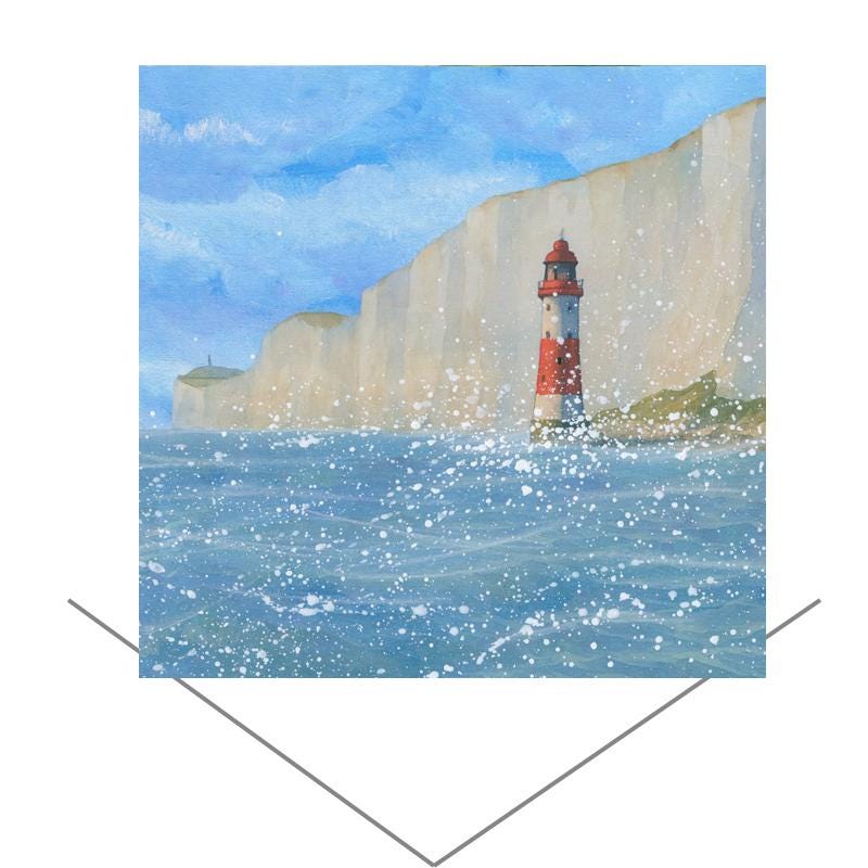 Beachy Head Greeting Card- Blank Note Card - Original Art Card ...
