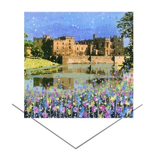 Raby Castle Grußkarte-Norden von England-County Durham-Geburtstagskarte-Original Kunst Geschenk-Burg Burg Karte-Blumen Karte-Wikinger Burg