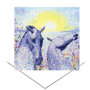 De Kelpies-groetkaart-Helix Park, Falkirk-Horse Head Sculpture Card-Schotlandkaart-verjaardagskaart-Schotse monumenten-kaart voor elke gelegenheid