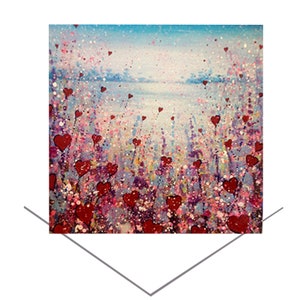 Biglietto d'auguri con cuore d'amore-Biglietto d'amore-Biglietto d'arte-Biglietto d'artista-Biglietto di anniversario-Biglietto regalo-Biglietto-Biglietto di auguri allegro-Sentito-Fiori d'amore