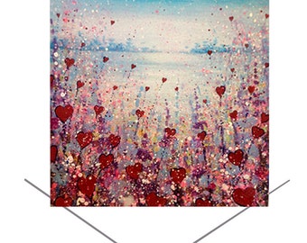 Carte de voeux coeur d&#39;amour-carte d&#39;art-cartes d&#39;art-cartes d&#39;artistes-carte d&#39;anniversaire-carte cadeau-carte-carte de voeux joyeux-fleurs d&#39;amour sincère