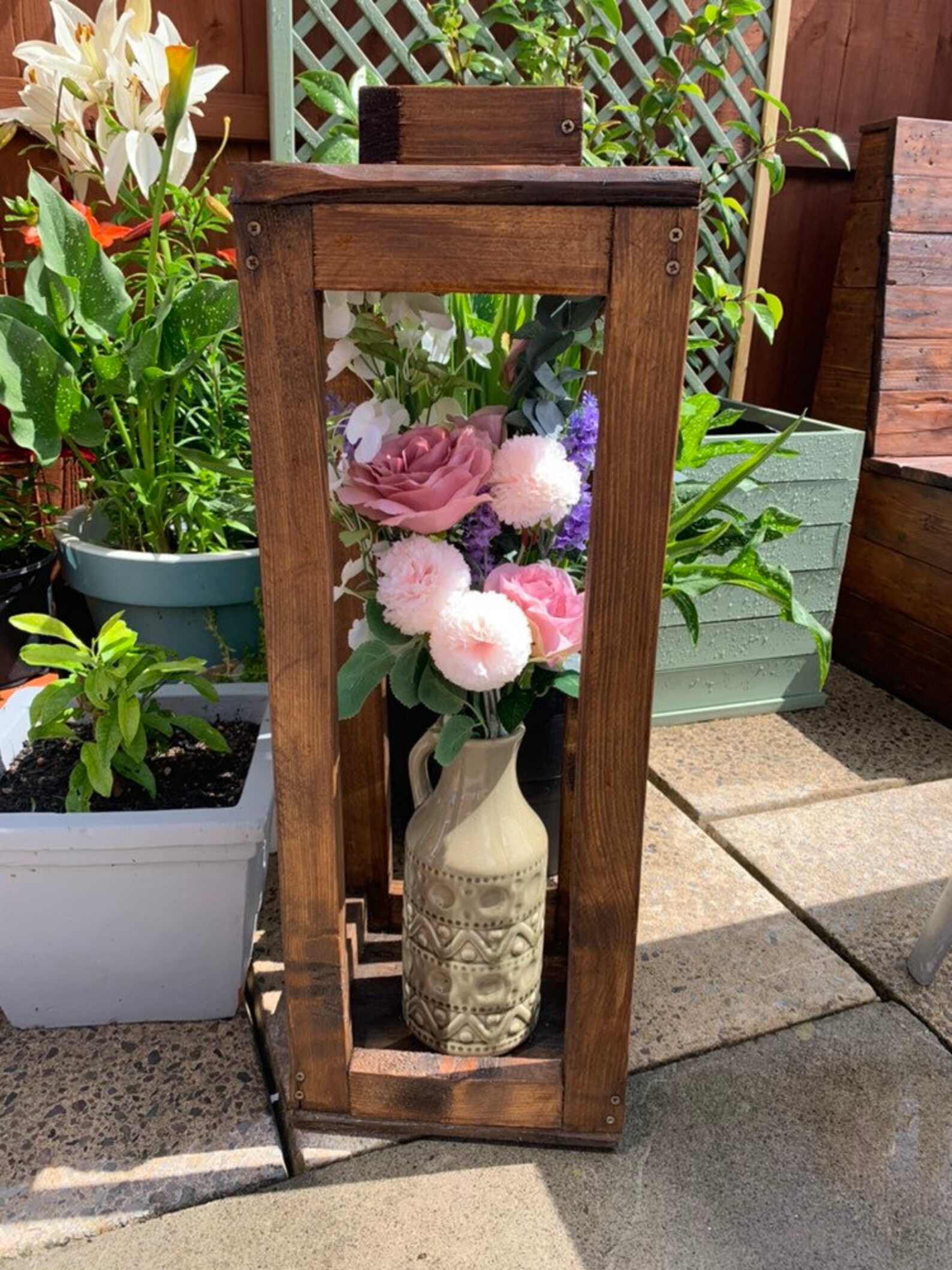Set of 3 Giant wooden floor lanterns garden lanterns large Etsy