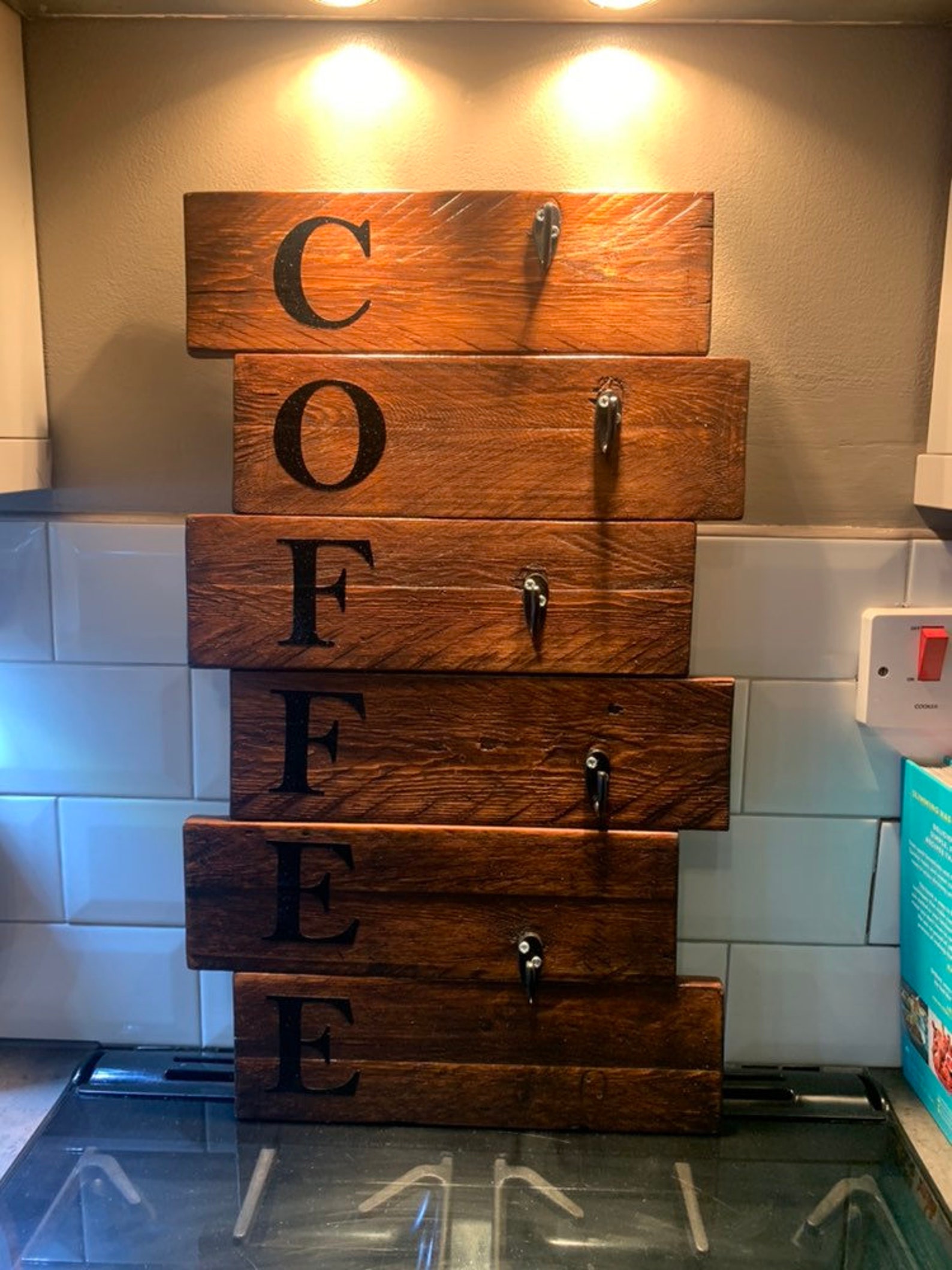 Rustic Wooden Coffee Cup Holder/storage Wall Coffee Cup Holder Etsy