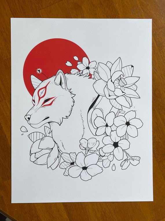 Okami Amaterasu Flower Trail Solar Flare Matte Art Print 