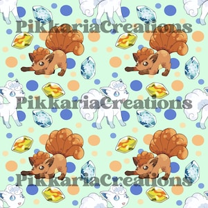 Fire and Ice Fox Seamless Pattern