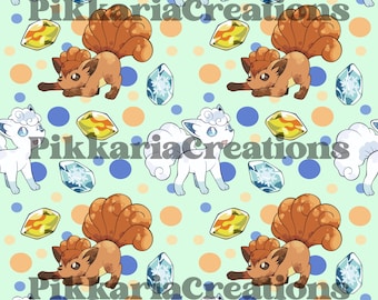 Fire and Ice Fox Seamless Pattern