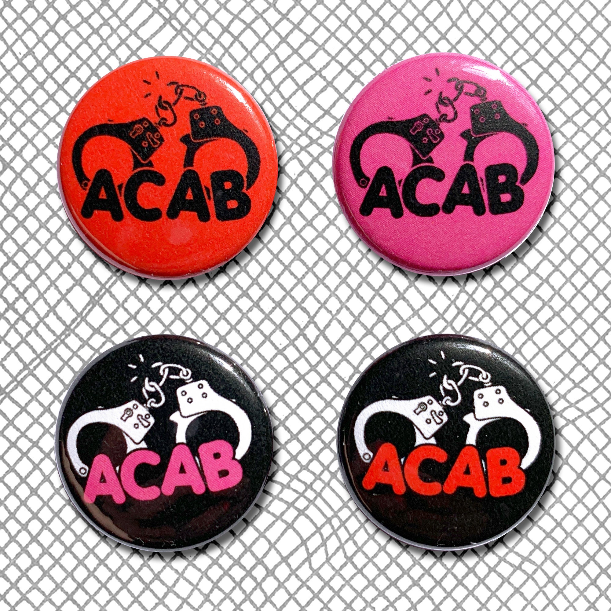 Punk Pins Pinback Punk Buttons Anarchy Anti-racist ACAB Protest