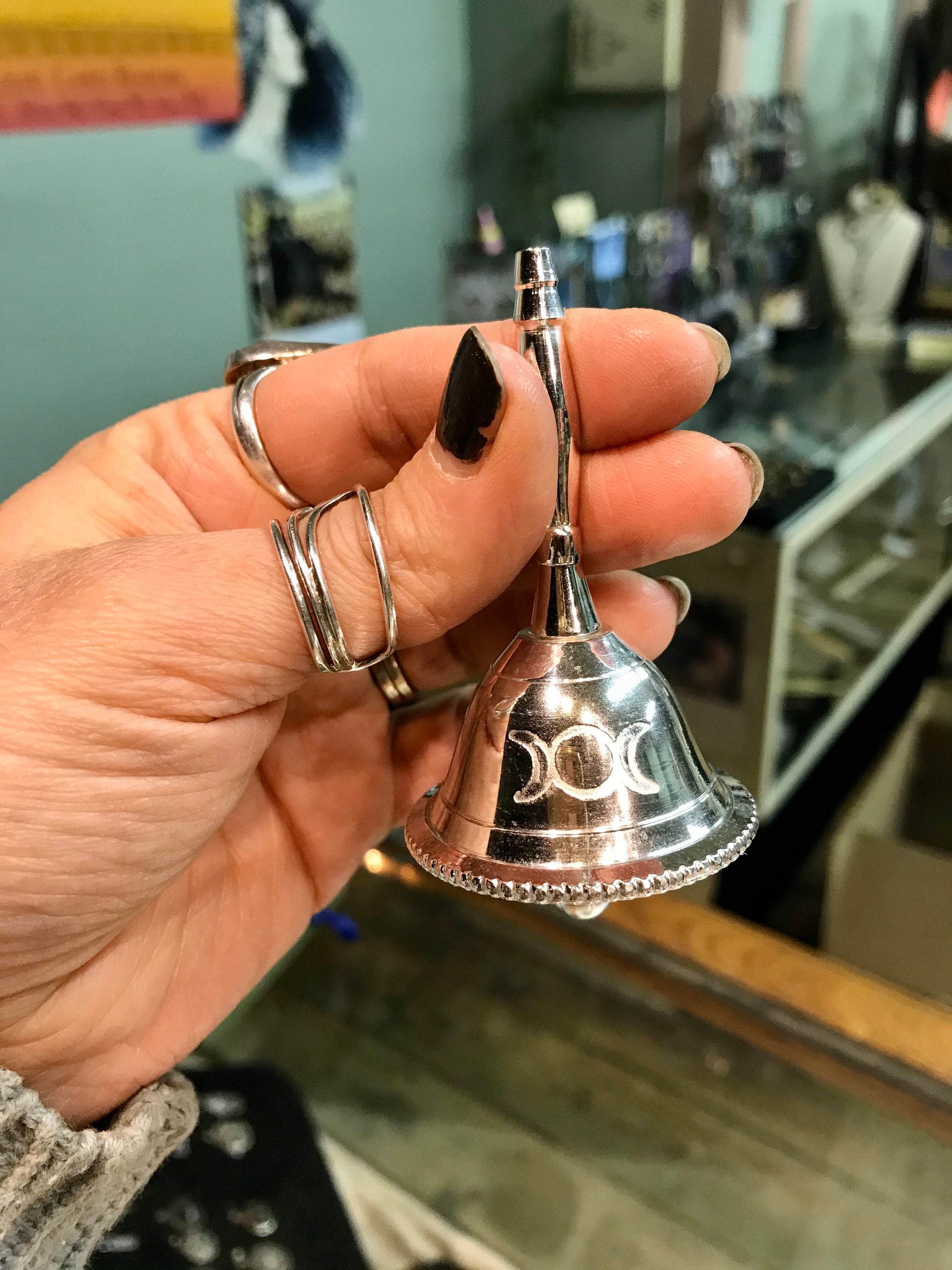 Set of 6 Silver Bells 1 inch