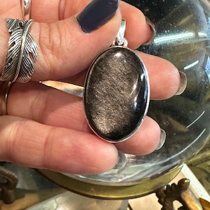 Obsidian -Silversheen- and Silver Pendant~ Night Shimmers