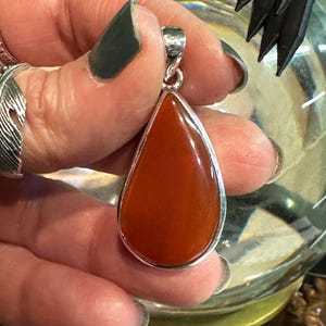 Carnelian and Silver Pendant~ Flame of the Heart