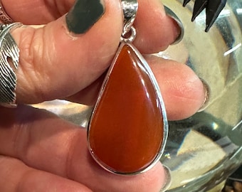 Carnelian and Silver Pendant~ Flame of the Heart
