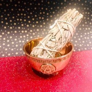 Copper Bowl with Pentacle and White Sage Set
