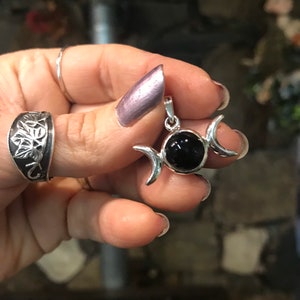 Triple Moon Amulet~ Black Onyx, small